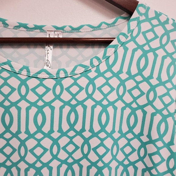 Lulu B Womens Geometric SPF Shift Dress Size L Blue Summer Vacation Beach Travel - Picture 2 of 12